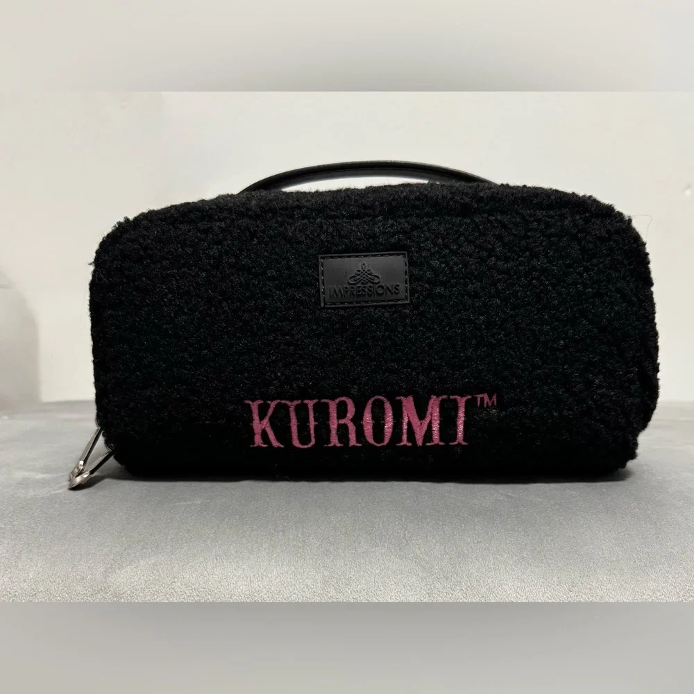 Kuromi Plush Makeup Bag Black Sanrio Cosmetic Pouch Zip Case